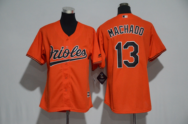 Womens 2017 MLB Baltimore Orioles #13 Machado Orange Jerseys